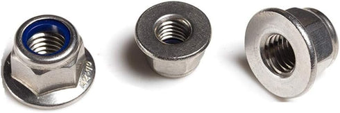 FullerKreg M6 x 1.0 18-8 Stainless Steel Lock Nuts - Pack of 20, Hex Flange Nylon Insert, Bright Finish