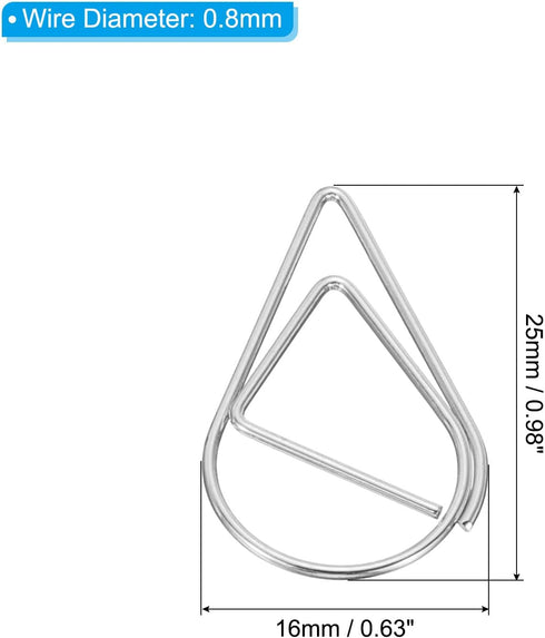 MECCANIXITY 50 Pieces Drop-Shaped Metal Paper Clips 1 Inch Silver Tone for Organizing Office Home Crafts