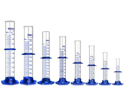 Thick Glass Graduated Cylinder, Measuring Liquid Lab Cylinder with Anti-falling Base and Bumper Guards (50ML)