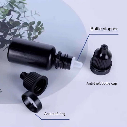 Snadulor 60pcs 5ml Empty Black Plastic Dropper Bottle with Protective Cap, Eye Drop Bottle (White Cap)