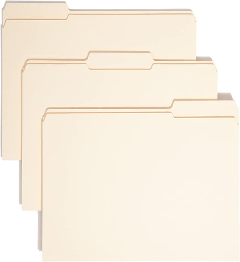 Smead Manila File Folder, Letter Size, 1-1/2" Expansion, Reinforced 1/3-Cut Tab, 50 Per Box (10405)