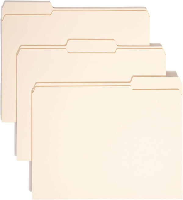 Smead Manila File Folder, Letter Size, 1-1/2" Expansion, Reinforced 1/3-Cut Tab, 50 Per Box (10405)