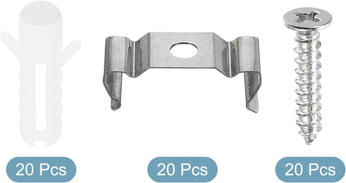 T4 Bulbs 20 Set MECCANIXITY Clips Bracket Hanger Fluorescent Tube Light Fixture Holder Clamps with Screws Hollow Pipes