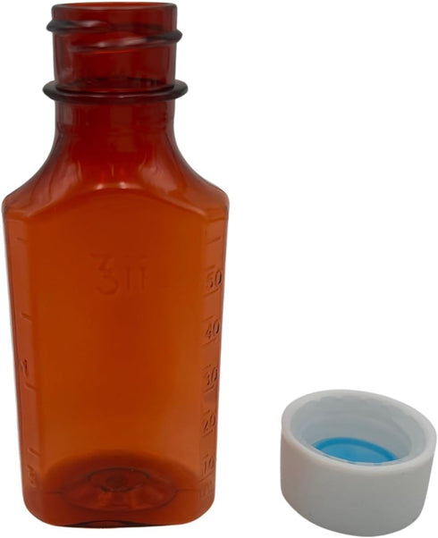 Sandhill Tools Pharmacy Liquid Medicine Leak Proof Bottles, 2 Oz with Child Resistant Caps, Perfect for Travel,