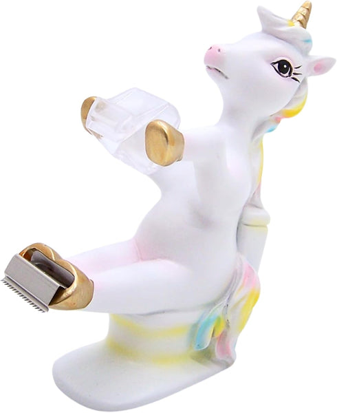 Unicorn Sitting on a Toilet Tape Dispenser, Unique Desk Accessory, Funny Office Supplies, 5.25 Inches by Wowser