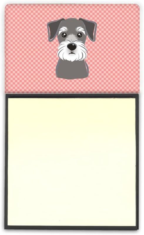 Carolines Treasures Checkerboard Pink Schnauzer Sticky Note Holder, Large Multicolor Design