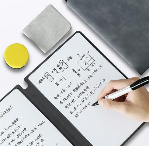 Portable Whiteboard Notebook, Foldable Dry Erase Notepad with Erasable Surface for Work, School, Home - Black, Blue,