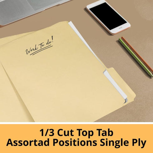 Three Leaf Manila Folder - 12 Pack, 8.5 X 11, 1/3 Cut Tab, Letter Size, Total 12 Count