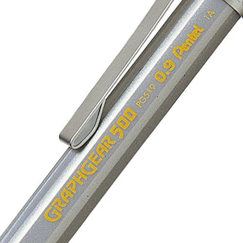 Pentel Graphgear 500 Mechanical Pencil, 0.9mm Lead, Grade HB, 1 x Silver Graphgear Pencil