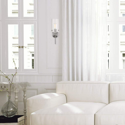 1-Light 51361, Bulb Globe Electric Cusco Wall Sconce, Brushed Nickel, Clear Glass Shade Not Included