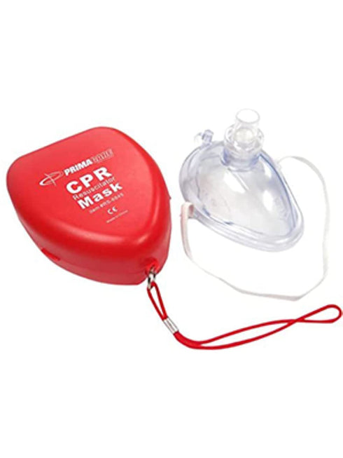RS-6845-5 Pack 5 6.5x4.8x1.6 inches Primacare of Single Valve CPR Rescue Mask in Red Hard Case, Adult/Child Pocket