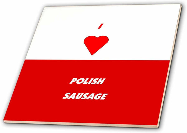 3dRose I Love Polish Sausage 12 Inch Ceramic Tile