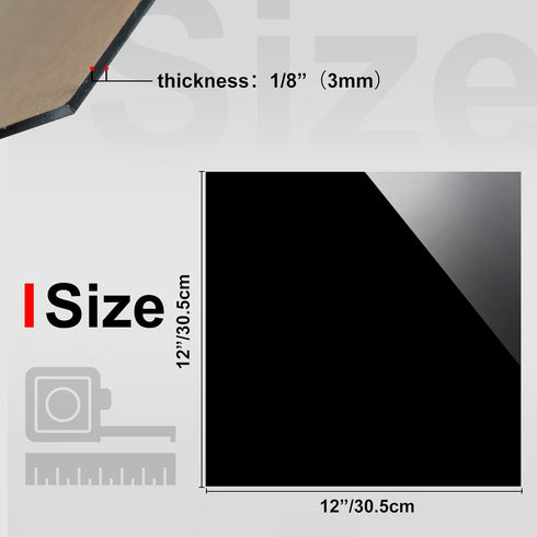 KINLINK 12x12 Acrylic Sheets, 1/8inch (3mm) Black Plexiglass, Protective Paper for DIY Projects, 2 Pack