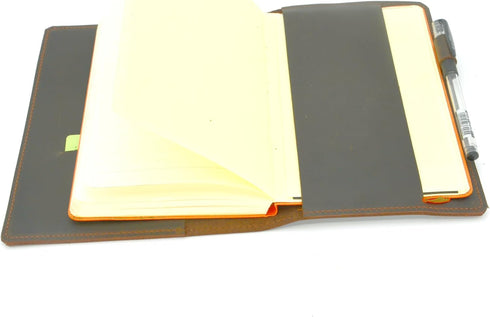 Leather Cover for Moleskine Large Hard Cover, Distressed Leather Cahier Refillable Travel Journal for 5"x 8.25" Dark