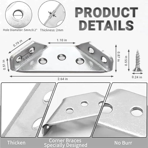 (20 140 Stainless Steel L Brackets for Wood Heavy Duty Corner Bracket, Angle Bracket, Corner Brace, L Brackets