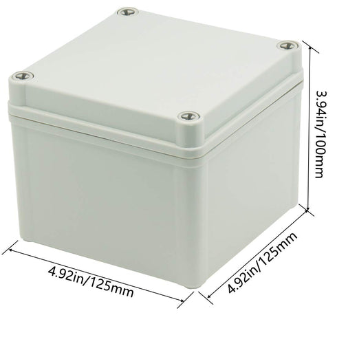 Zulkit Junction Box ABS Plastic Dustproof Waterproof IP67 Junction Boxes Universal Electrical Project Enclosure DIY Electronic Project Box Grey 4.92 x 4.92 x 3.94 inch (125 x 125 x 100 mm)