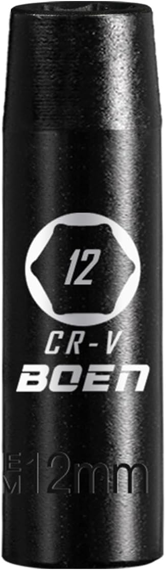 1/2" Drive Deep Impact Socket, 12mm Premium Metric Socket, 6 Point, Cr-V Steel
