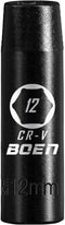 1/2" Drive Deep Impact Socket, 12mm Premium Metric Socket, 6 Point, Cr-V Steel