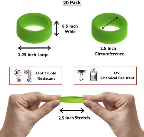 GRIFITI Band Joes, 1.25 x .5 Inch, 20 Assorted Colors, Pack of Longer Lasting Silicone Rubber Bands