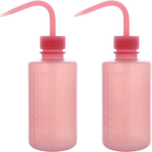 stonylab 2-Pack Chemical Wash Bottle, Pink LDPE Squeeze Bottle with Scale Labels, 250 ml (8 oz)
