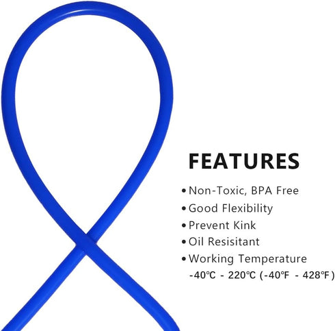 QuQuyi 5/32" ID x 1/4" OD Blue Silicone Vacuum Tubing Hose, High Temperature Food Grade, 9.84ft Length