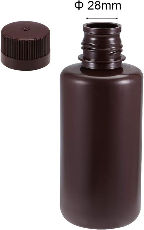 uxcell Plastic Lab Chemical Reagent Bottle 500ml/16.9oz Small Mouth Liquid Storage Container Brown 2pcs