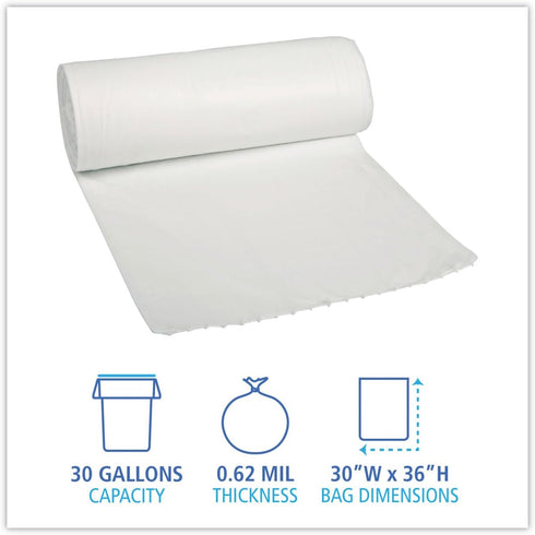 BlueDogSupplies 21-30 200 Count, 0.5 Commercial Every Day Value Gallon Trash Bags White, Regular Mil Garbage Bags