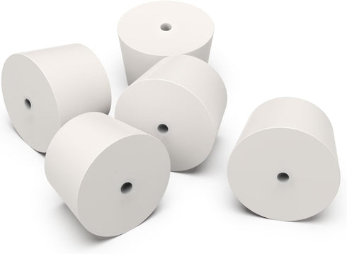 Solid Rubber Stoppers with Single Hole, Size 9#, Set of 5 Precision Tapered Lab Seal Stoppers