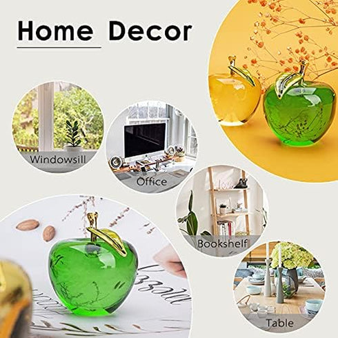H&D Glaze Crystal Apple Paperweight Craft Decoration, Green