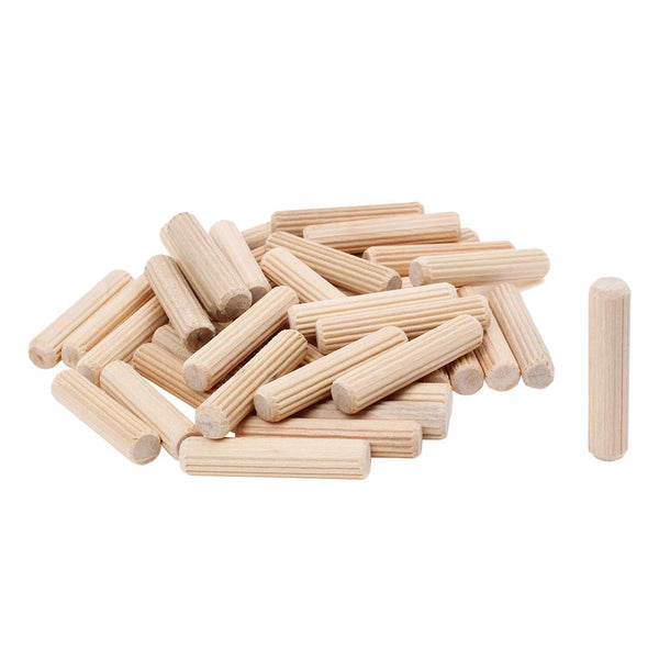 100 Pack 5/16" x 1-1/2" Wood Dowel Pins, Straight Grooved Pins for Furniture & Dowel Jig