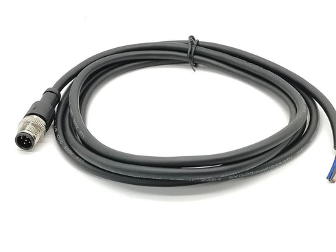 M12 Connector A Code Single Male Head Straight Aviation Plug, 5 Pin 2M/6.6ft Cable