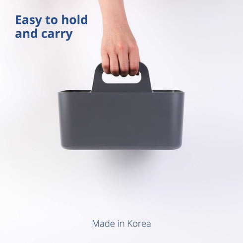 BLUE GINKGO Multipurpose Caddy Organizer, Stackable Plastic Caddy with Handle, Grey