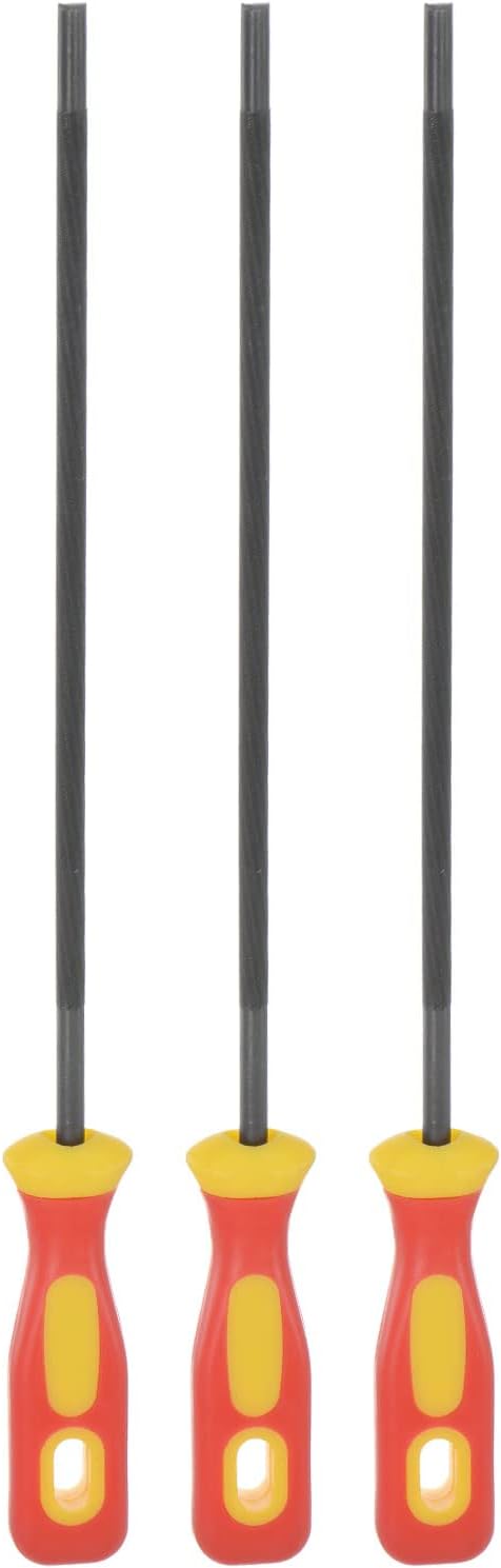 3pcs Chainsaw File - 7/32" High Carbon Hardened Steel Round Rasp with Plastic Handle for Chain Saw Polishing