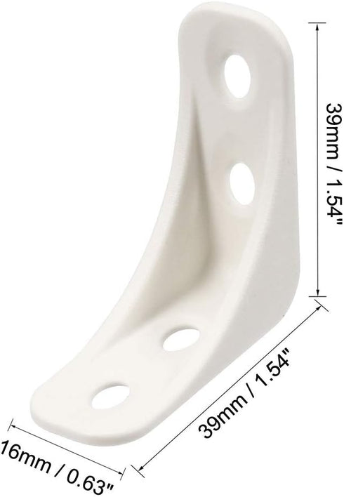 90 39x39x16mm 20 uxcell Shelf Cabinet Door Degree Plastic Corner Braces Angle Brackets, Pcs