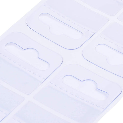 BLUECELL 200 Pieces Clear Slot Hole Adhesive Custom Hang Tabs, 1 3/4" x 1 1/2" for Retail Display