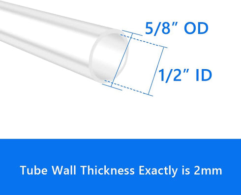 1/2" 5/8" (9.84 Quickun Silicone Tubing, ID x OD Food Grade Tubing High Temp Pure Flexible Silicone Hose Line Tube