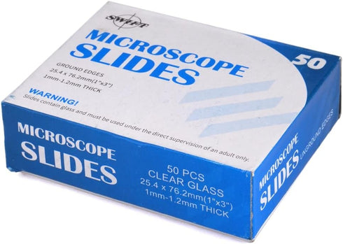 SWIFT Microscope Slides Kit with 50 Pre-Cleaned Blank Slides and 100 Glass Coverslips for Microscopes