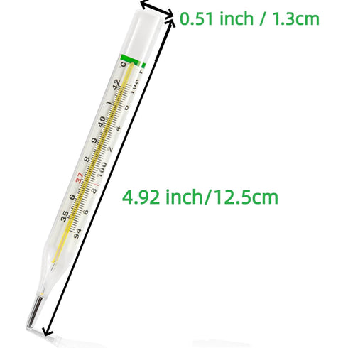 HARIKA LIFE 2PCS & Mercury Free Thermometer for Armpit - Clinical Glass Temperature Test for Fever -Classic Non Digital