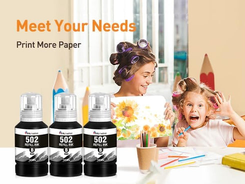 Epson 502 Pigment Ink Replacement Bottles for Ecotank ET-2760 ET-2750 ET-3760 ET-4760 ET-3750 ET-4750 ET-3710 ET-15000