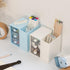 Multi-Functional Pen Holder, 5 Compartments Desk Organizer for School, Home Office, Art Supplies (White)