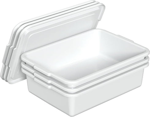 Loiycg 3 Pack 13 Food Service Bus Tubs with Lids, L Plastic Meat Mixing Tub, White