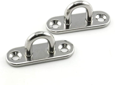 2-Pack M5 Strip Type Eye Plate with Enclosed Hook, 304 Stainless Steel Heavy Duty Ceiling & Wall Mount Hardware