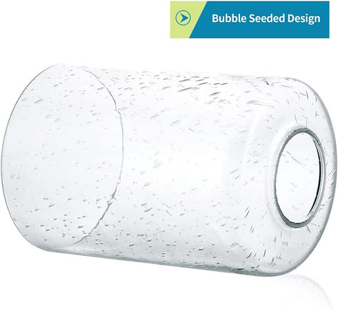 Skelang 3 Seeded Lip-less Glass Lamp Shade, Cylindrical Light Cover with Fitter Opening, Replacement for Chandelier