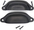 8 PCs Vintage Style Seashell Shaped Pulls, Cup Pulls with Black Finish - 3-17/64-in Length