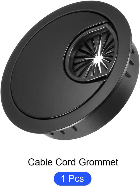 Black Cable Cord Grommet (50mm/1.97") 1Pcs, Zinc Alloy Round Cover for Home Desk Wire Management
