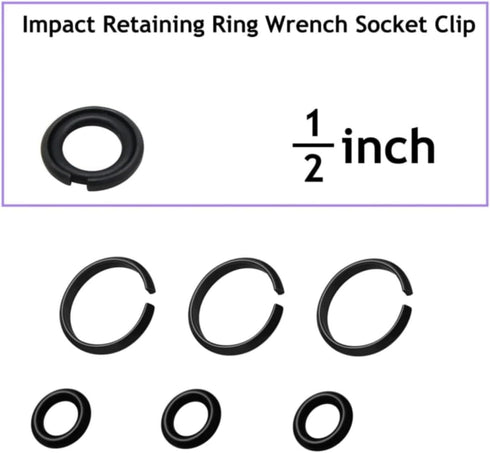 12+12 Sets 1/2 & 3/8" Impact Retaining Ring Clip, Friction Ring Hog Ring with O-Ring for Milwaukee Electric Pneumatic