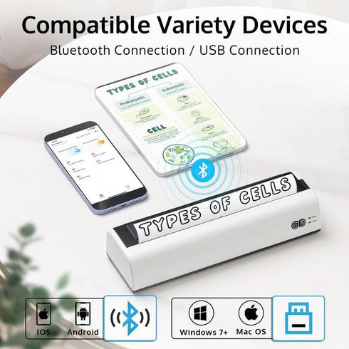 OFFNOVA A4 1 8.5" 11" Portable Printer Wireless for Travel, Thermal Inkless Printer, Support US Letter & Size