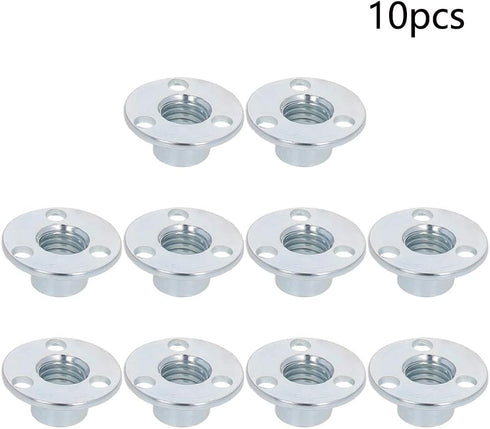 Yinpecly 10Pcs M10 Brad Hole T-Nut, Zinc Plated Carbon Steel 3-Hole T-Nuts for Furniture Hardware