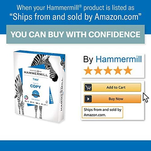 Hammermill Printer Paper, Tidal 20 lb Copy Paper, 8.5 x 11 - 1 Ream (500 Sheets) - 92 Bright, Made in USA