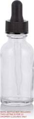 JUVITUS 12 PACK Glass Dropper Closure Top for 1 oz / 30 ml Boston Round Bottles (20-400 neck size) - Graduated
